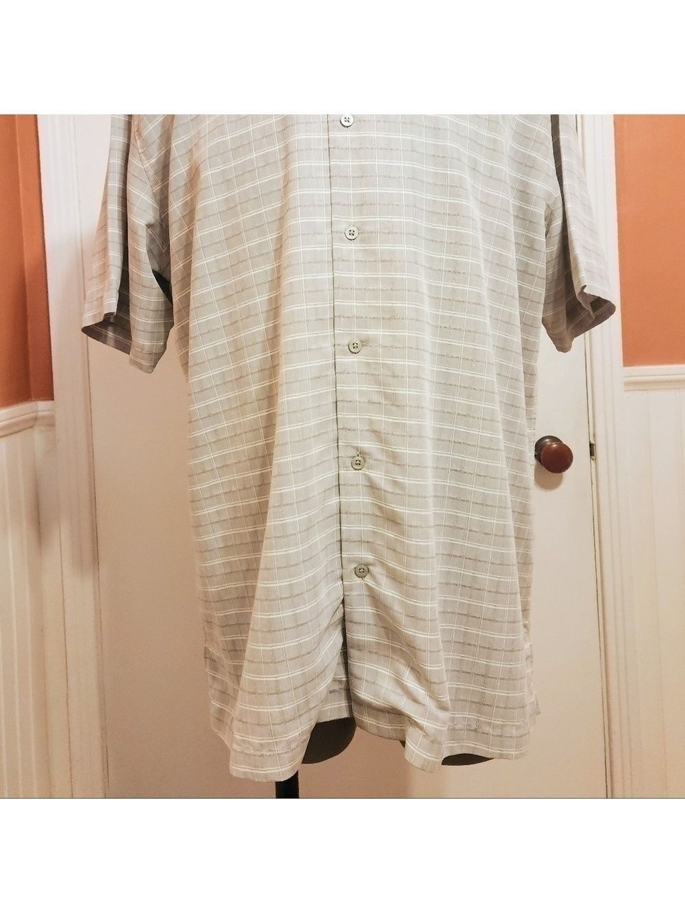 Alfani Mens Grey White Plaid Modal Blend Shirt 2XL - Picture 3 of 10